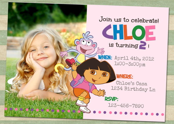 Dora Free Birthday Invitations