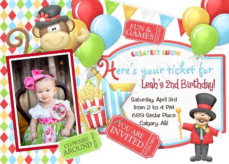 2nd Circus Party Invitation Ideas