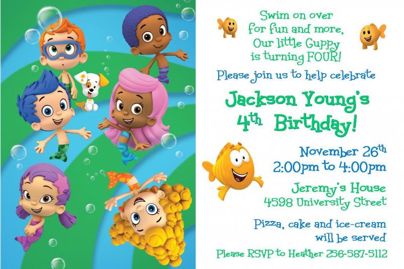 4th Bubble Guppies Birthday Invitations