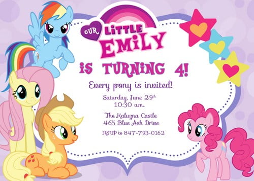4th My Little Pony Birthday Invitations
