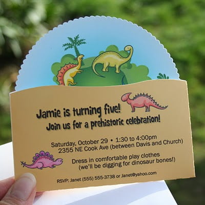 5th Dinosaur Birthday Party Invitations