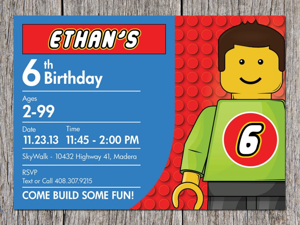 6th Lego Birthday Party Invitation