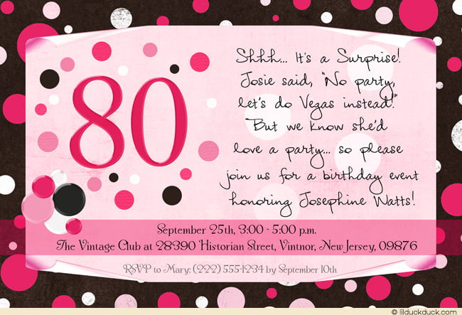 80th Surprise Birthday Party Invitations