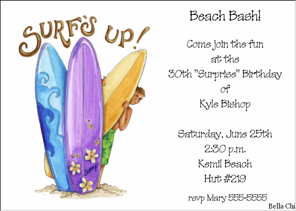 Beach Adult Birthday Invitations Wording