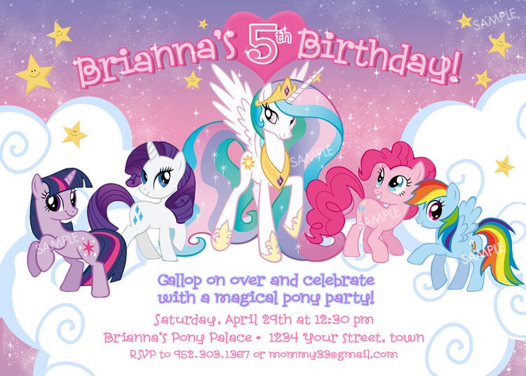 Beautiful My Little Pony Birthday Invitations