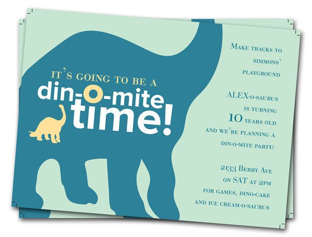 Brontosaurus Dinosaur Birthday Party Invitations