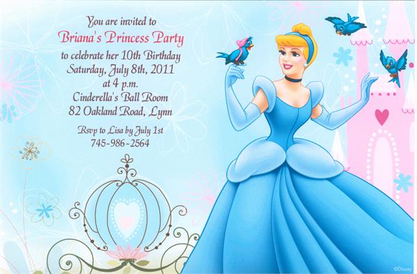Cinderella Disney Princess Birthday Invitations Ideas