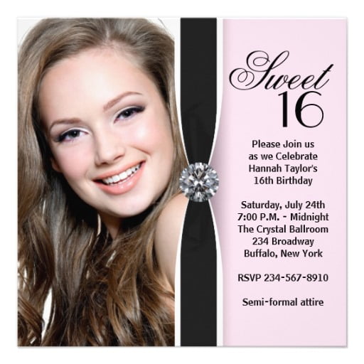 Diamond Sweet 16  Birthday Invitations Templates