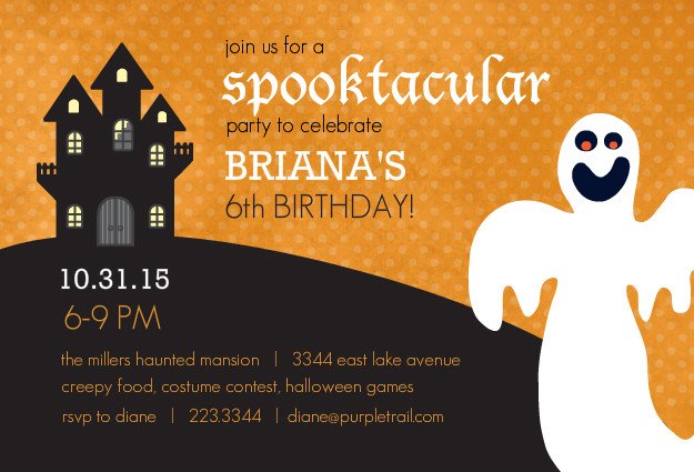 Ghost Halloween Birthday Party Invitation