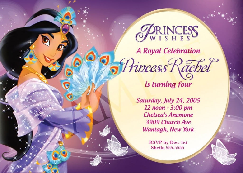 Jasmine Disney Princess Birthday Invitations Ideas