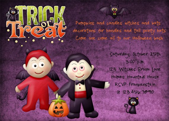 Kids Halloween Birthday Party Invitation