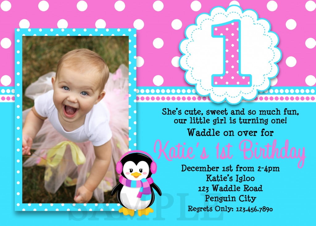 Penguin Girl Birthday Invitations