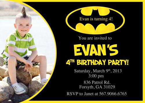Photo Batman Birthday Invitations Ideas