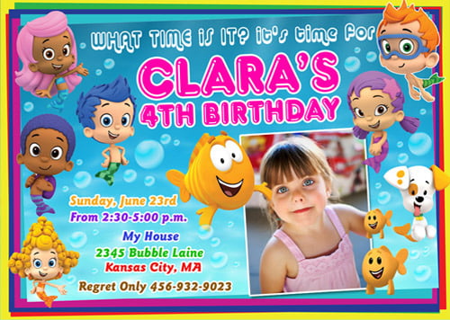 Photo Bubble Guppies Birthday Invitations