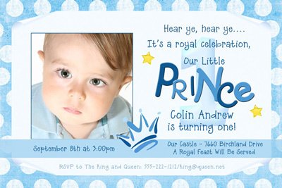 Prince 1st Birthday Invitation Wording