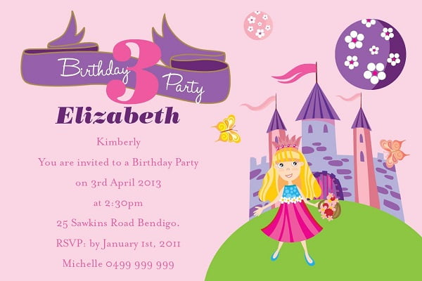 Princess Kids Birthday Invitations Ideas