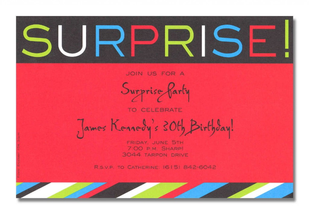Red Surprise Birthday Party Invitations