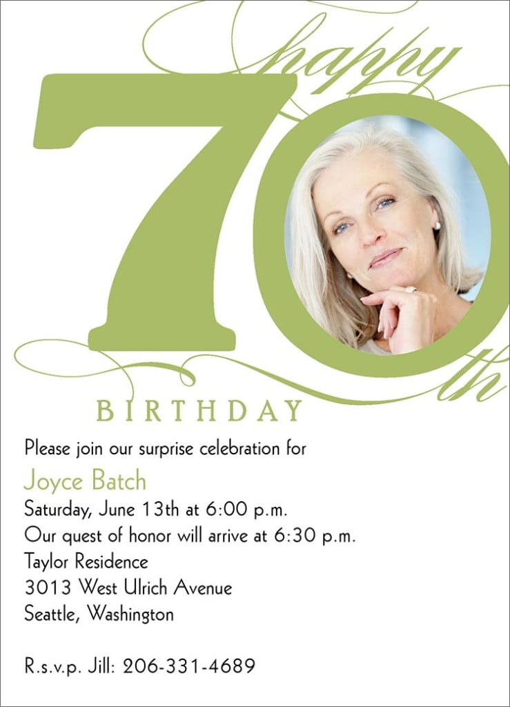 Simple 70th Birthday Invitations