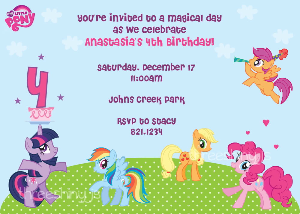 Simple My Little Pony Birthday Invitations