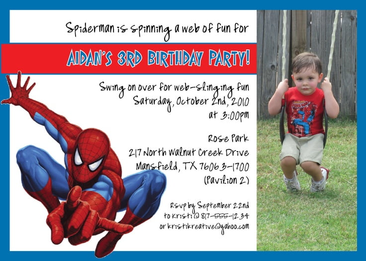 Simple Spiderman Birthday Invitations