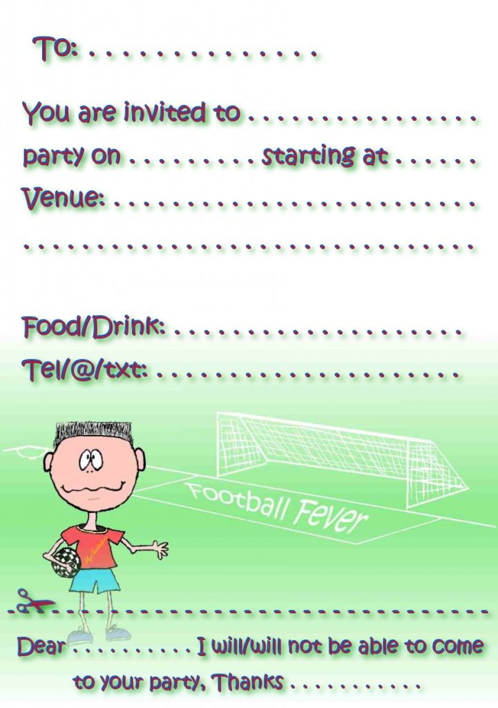 Soccer Free Birthday Party Invitations