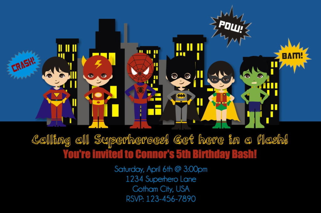Spiderman Superhero Birthday Party Invitations