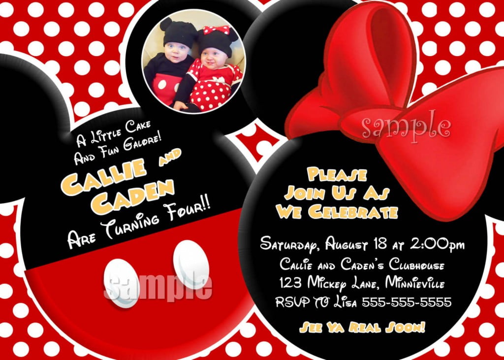 Twin Mickey Mouse Clubhouse Birthday Invitations