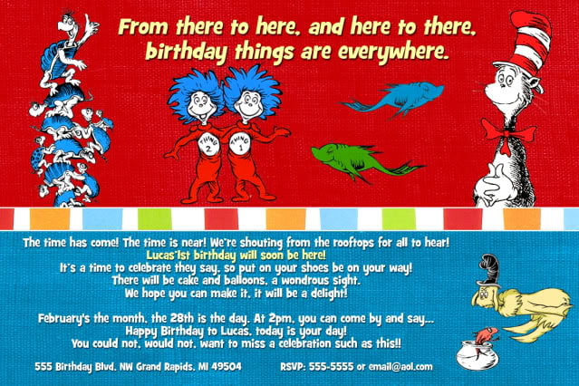 Wording Dr Seuss Birthday Invitations