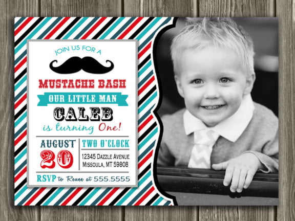 1st Mustache Birthday Invitations Ideas