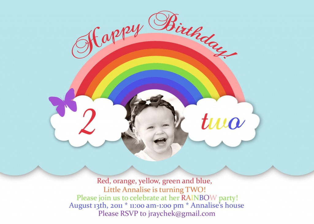 2nd Rainbow Birthday Invitations Ideas