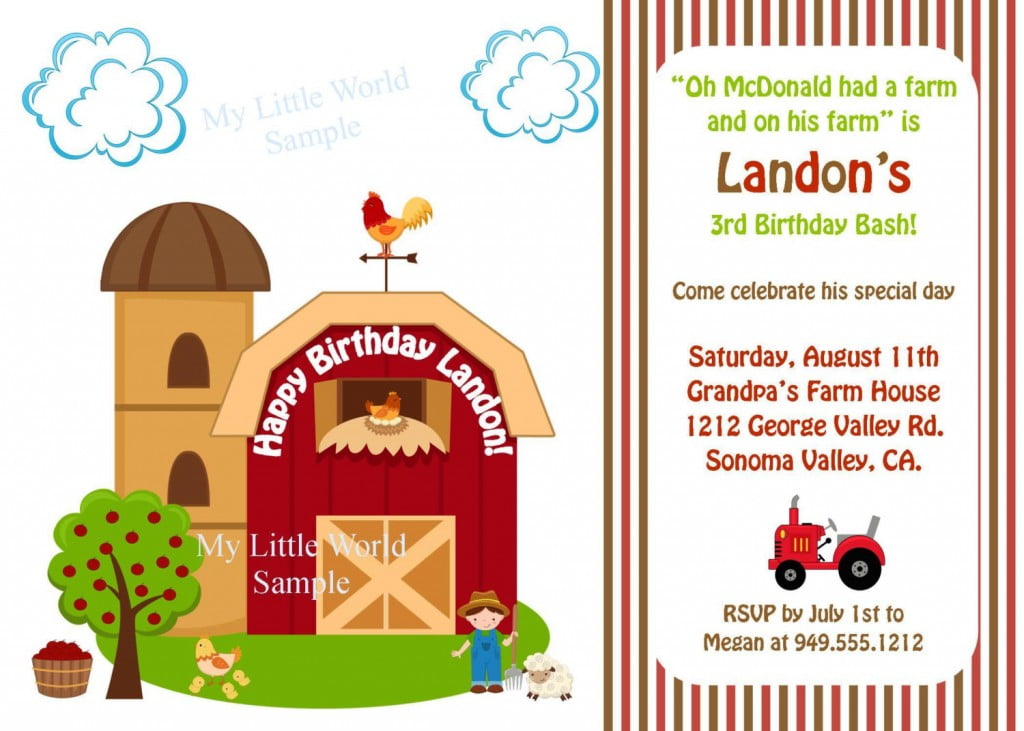 3rd Farm Birthday Invitations