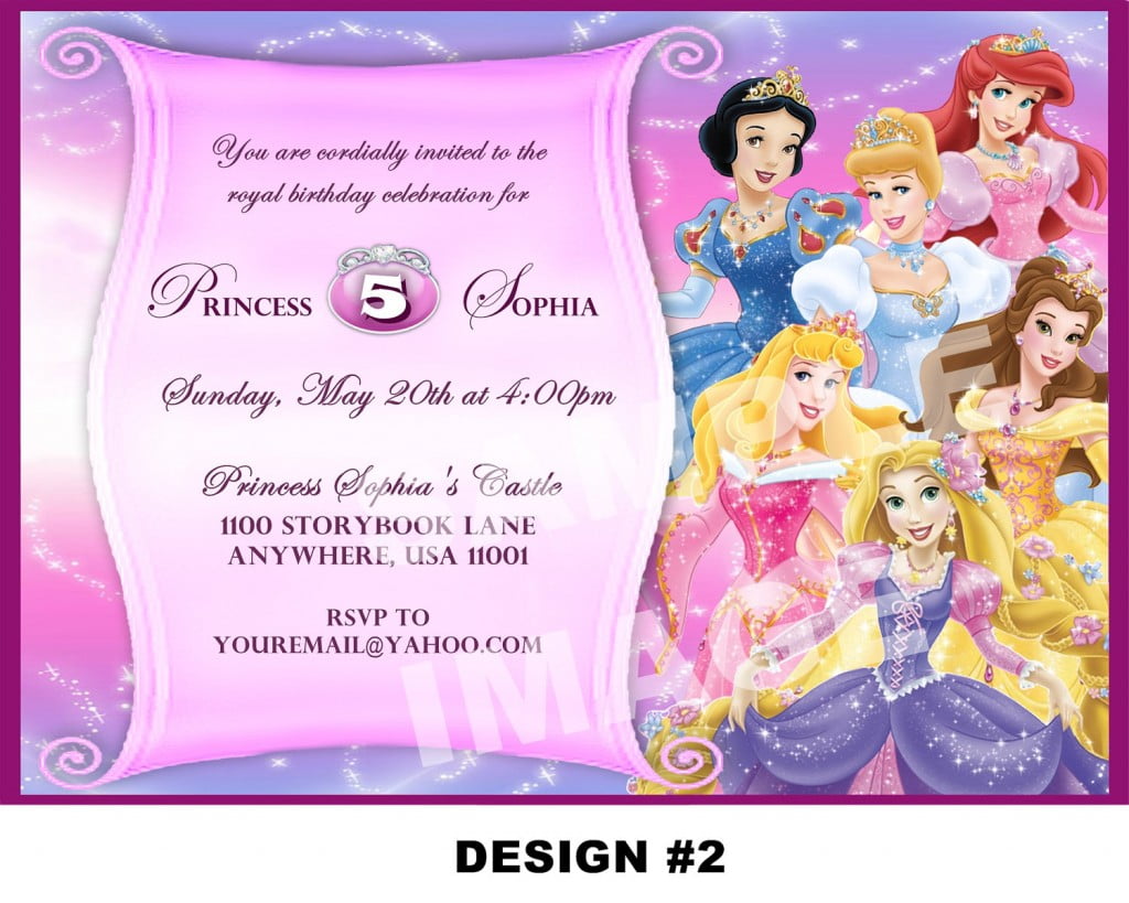 5th Disney Princess Birthday Invitations