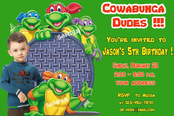 5th ninja turtle birthday invitations