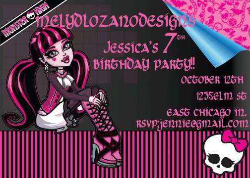 7th Monster High Birthday Invitations Ideas
