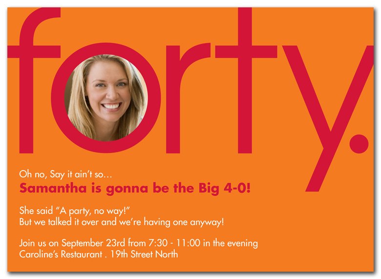Big 40th Birthday Party Invitations Wording Ideas