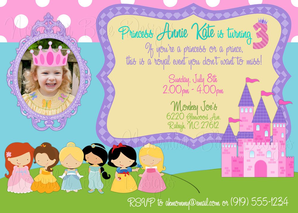 Castle Disney Princess Birthday Invitations