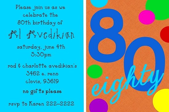 Creative 80th birthday party invitations