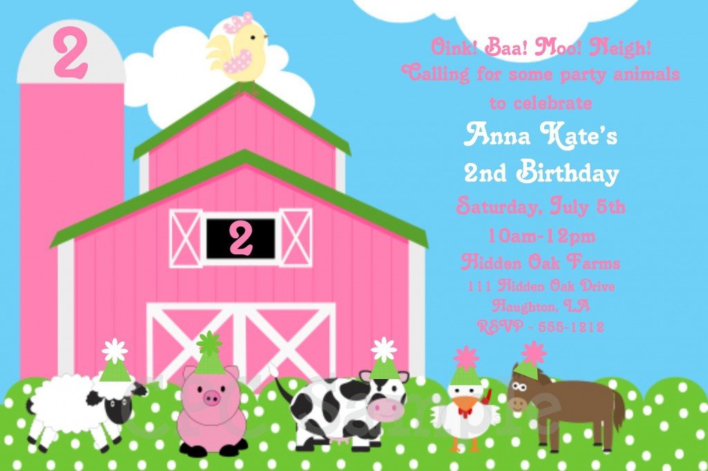 Cute Farm Birthday Invitations