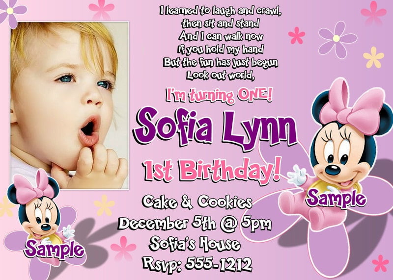 Minnie Mouse 1st Birthday Invitations Wording