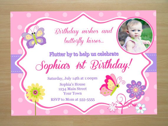 Pink butterfly birthday invitations