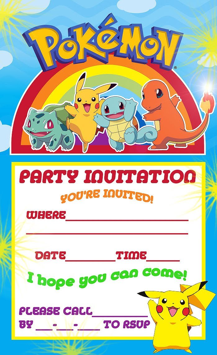 Pokemon Printable Birthday Party Invitations