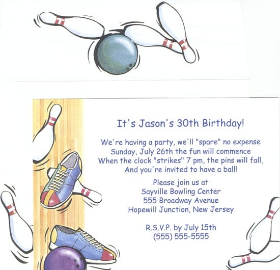 bowling birthday party invitations wording