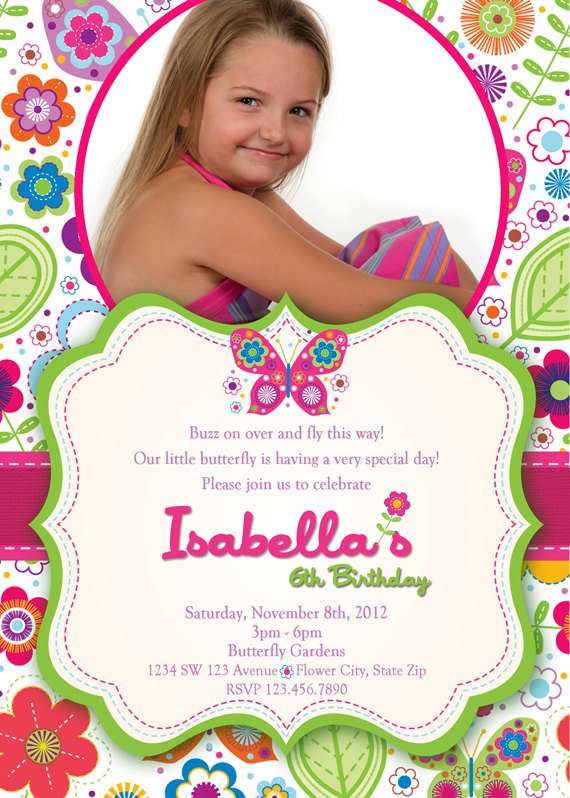 butterfly and flower birthday invitations
