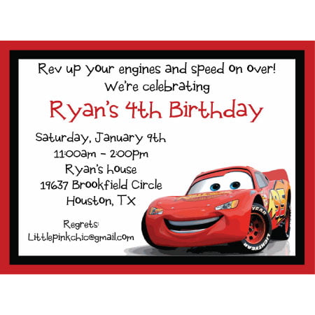 disney cars Lightning McQueen birthday invitations