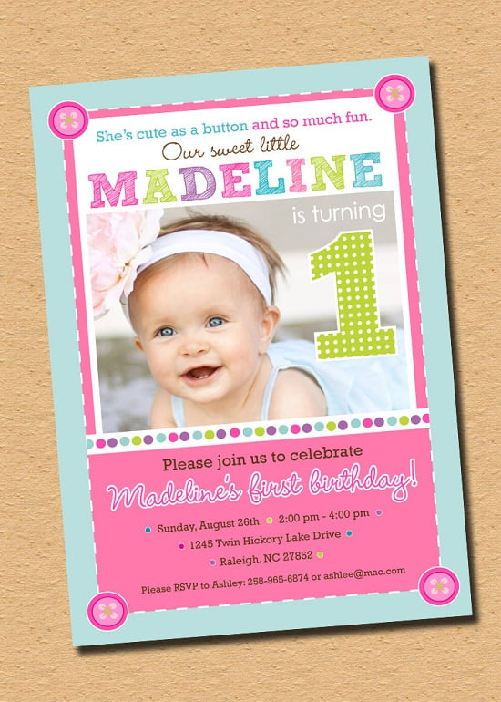 first birthday party invitations for girl