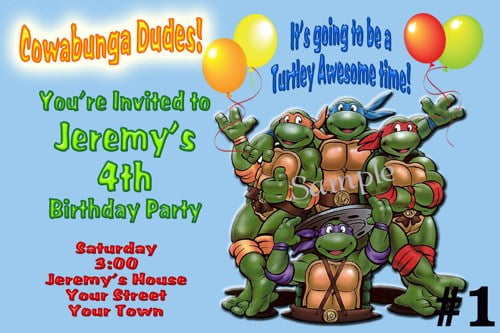 ninja turtle birthday invitations printable