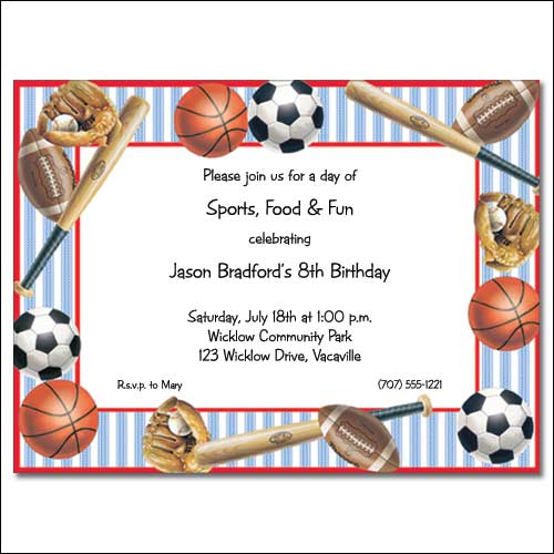 All sports birthday invitations