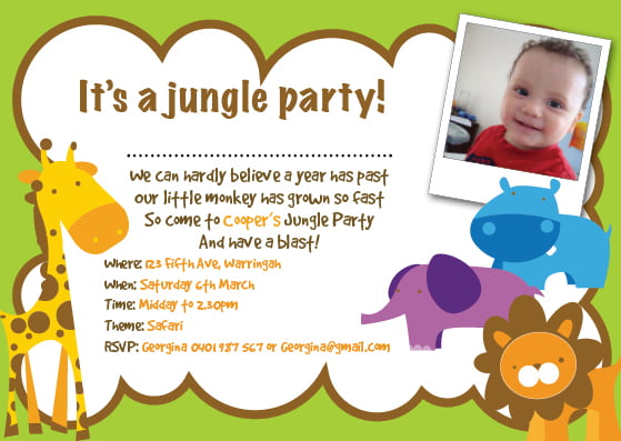 Boy jungle birthday invitations