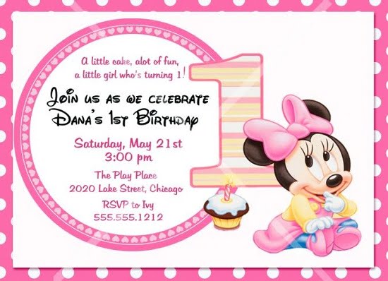 Cute minnie mouse birthday party invitations