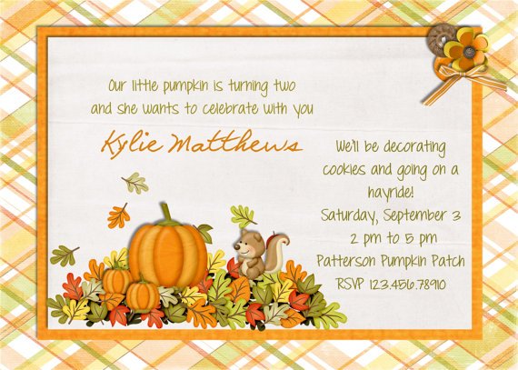 Cute pumpkin birthday invitations